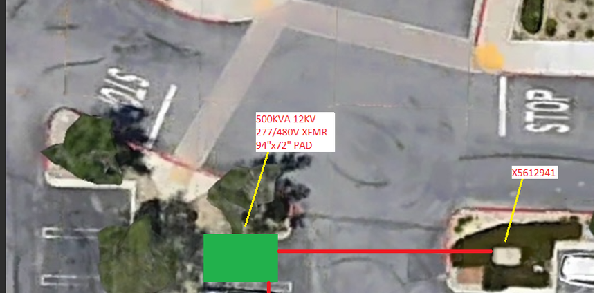 Aerial site plan of the Fontana EV charging location on Sierra Lakes Parkway