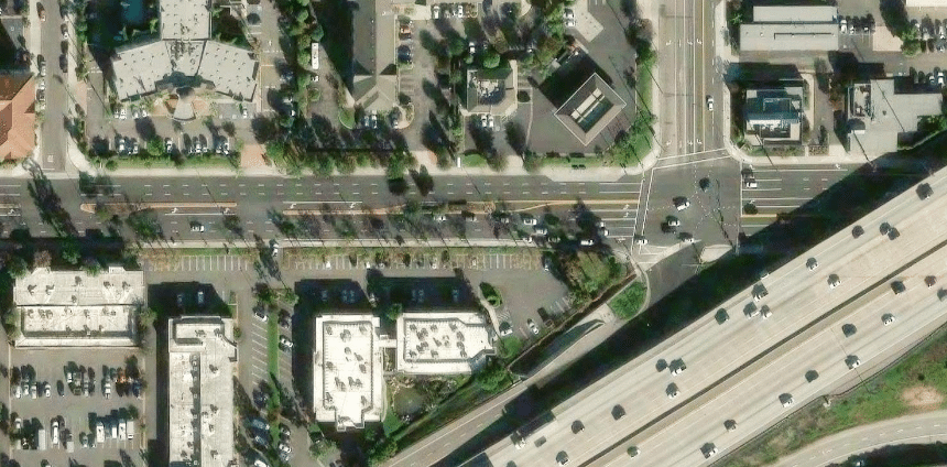 Aerial view of the Garden Grove project area at 12931 Garden Grove Boulevard