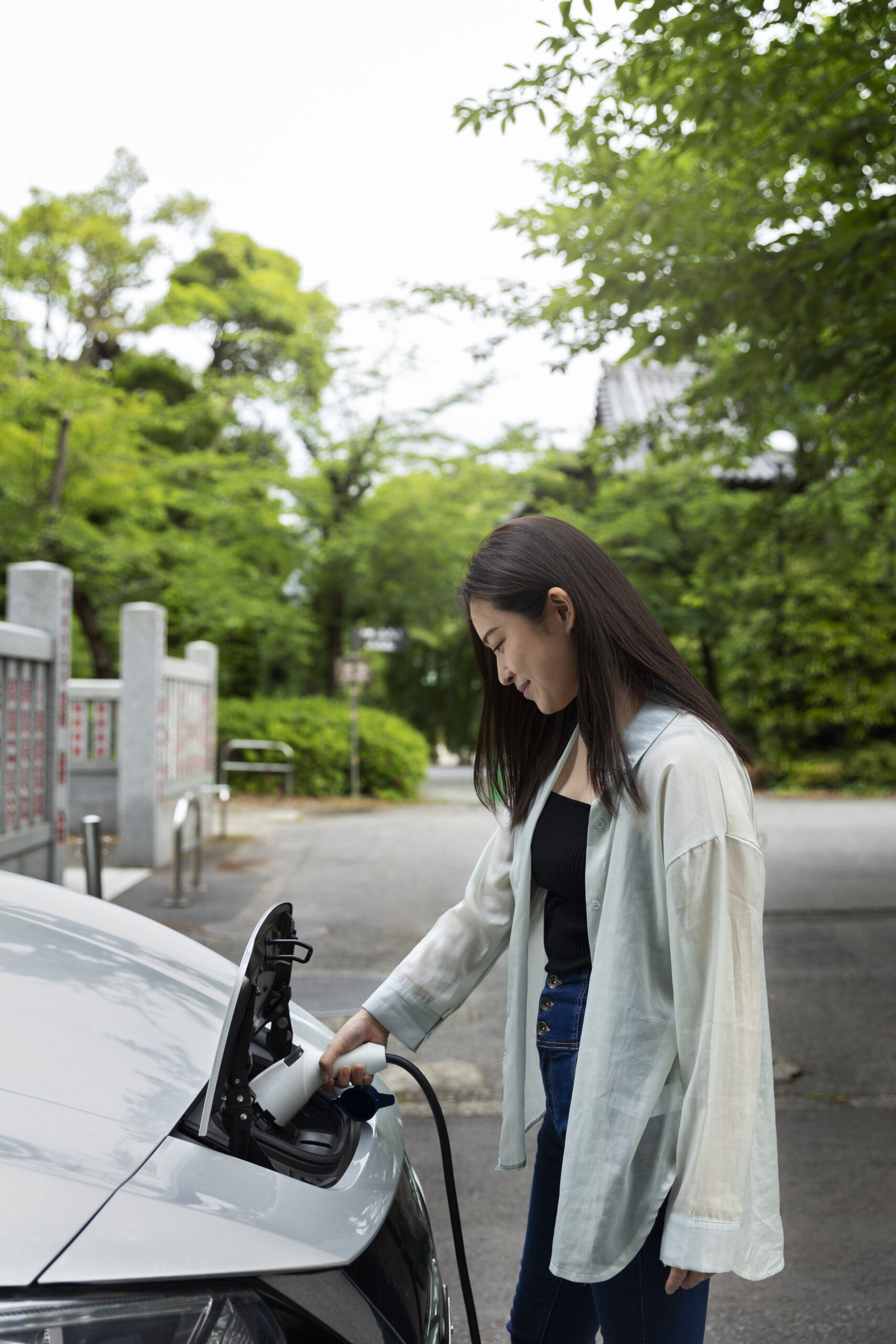Electric vehicle charging at a public station